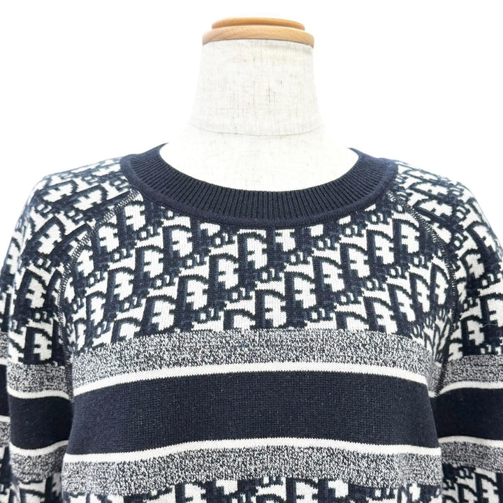 Great Christian Dior Oblique logo reversible longsleeve knit Navy 44 054S55AM055