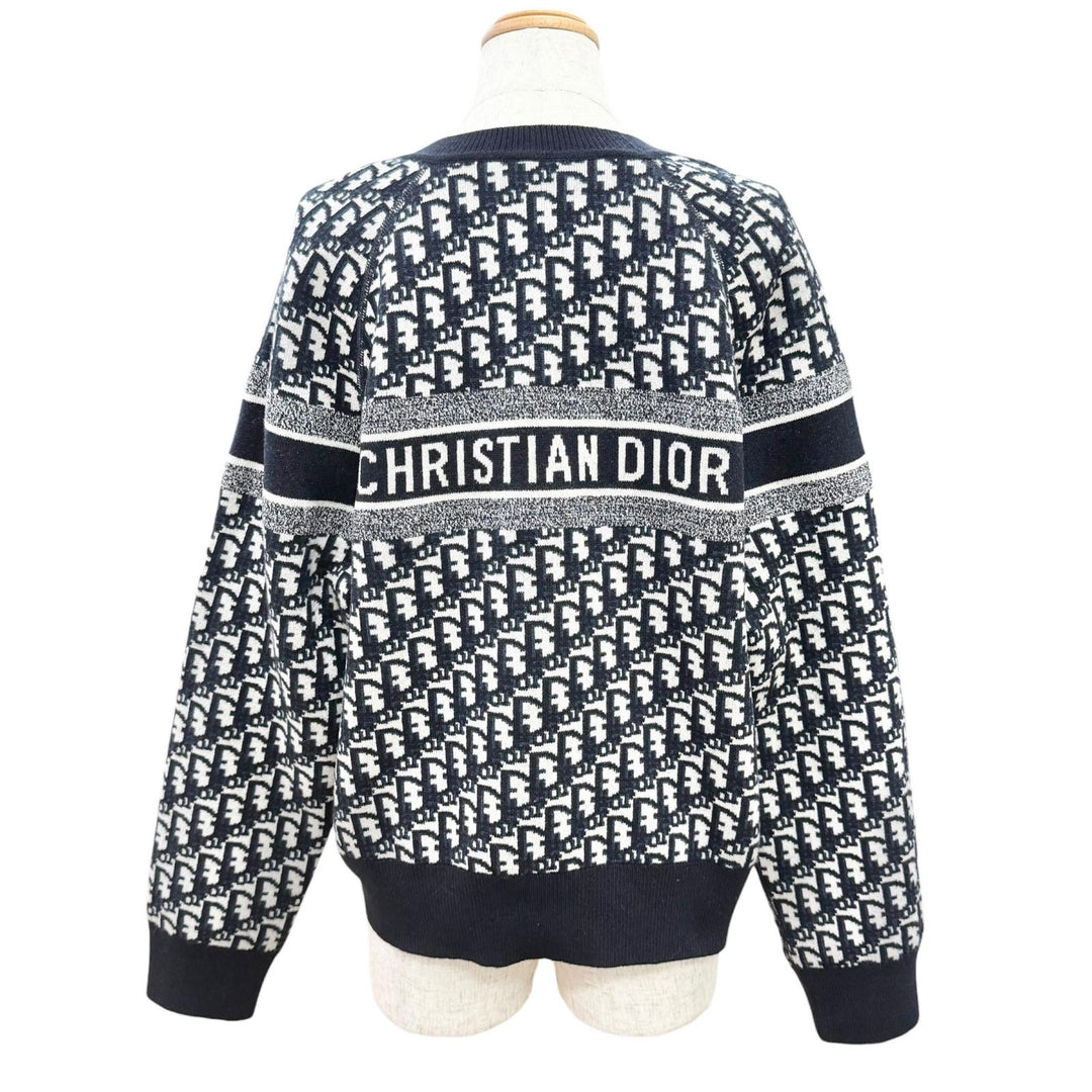 Great Christian Dior Oblique logo reversible longsleeve knit Navy 44 054S55AM055