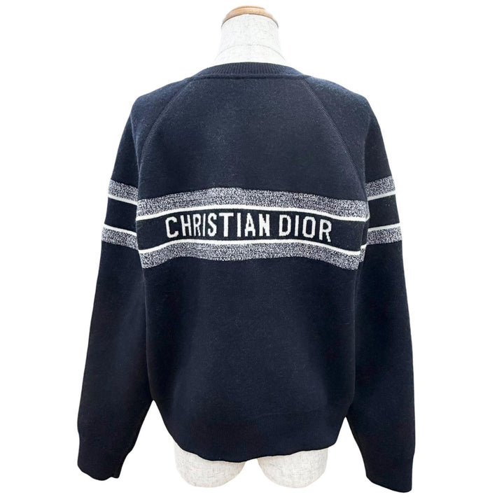 Great Christian Dior Oblique logo reversible longsleeve knit Navy 44 054S55AM055