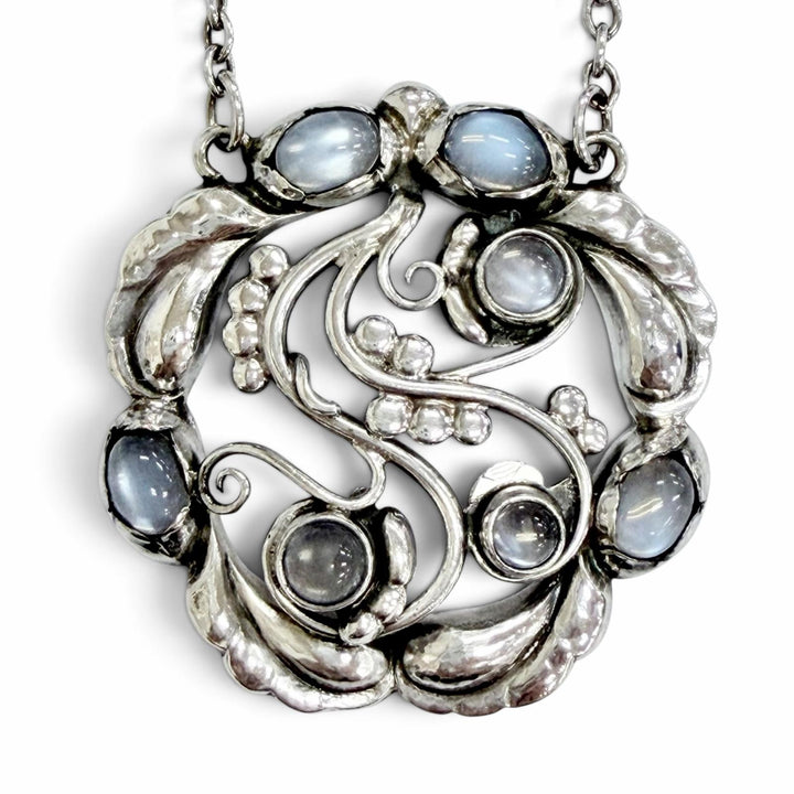 Great Georg Jensen Necklace Blossom T-Bar Pendant Silver 925 Women 259