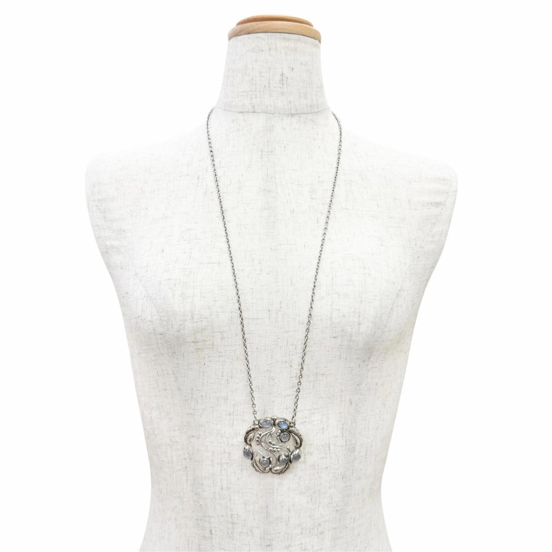 Great Georg Jensen Necklace Blossom T-Bar Pendant Silver 925 Women 259