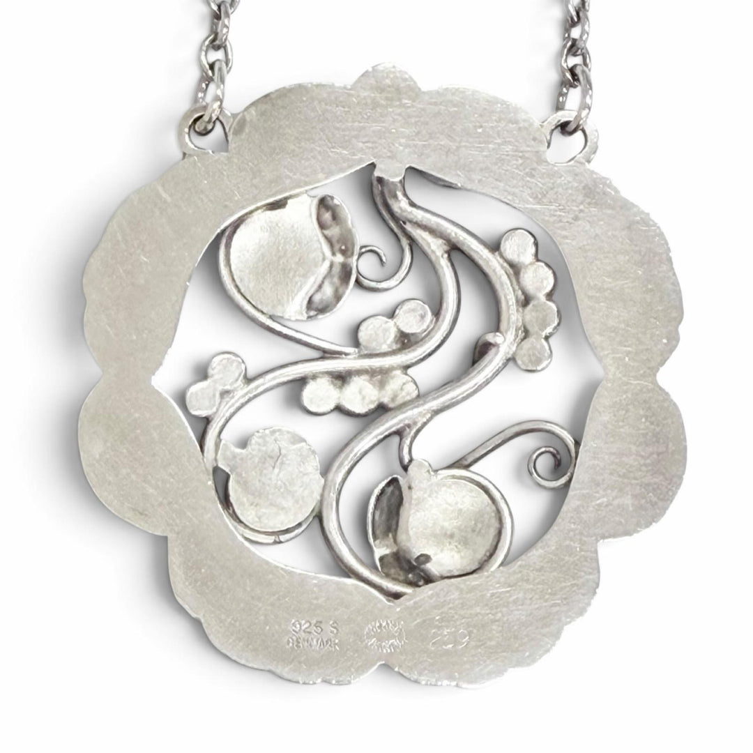 Great Georg Jensen Necklace Blossom T-Bar Pendant Silver 925 Women 259