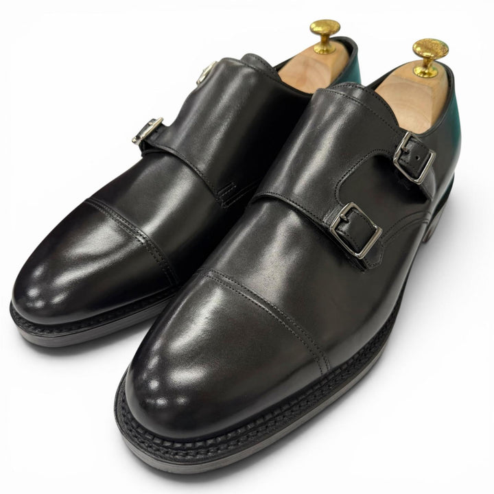 Pristine John Lobb Dress shoes WILLIAM Double monk strap black leather mens