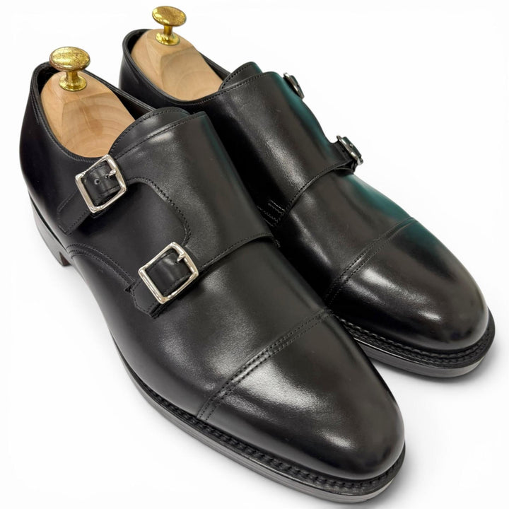 Pristine John Lobb Dress shoes WILLIAM Double monk strap black leather mens