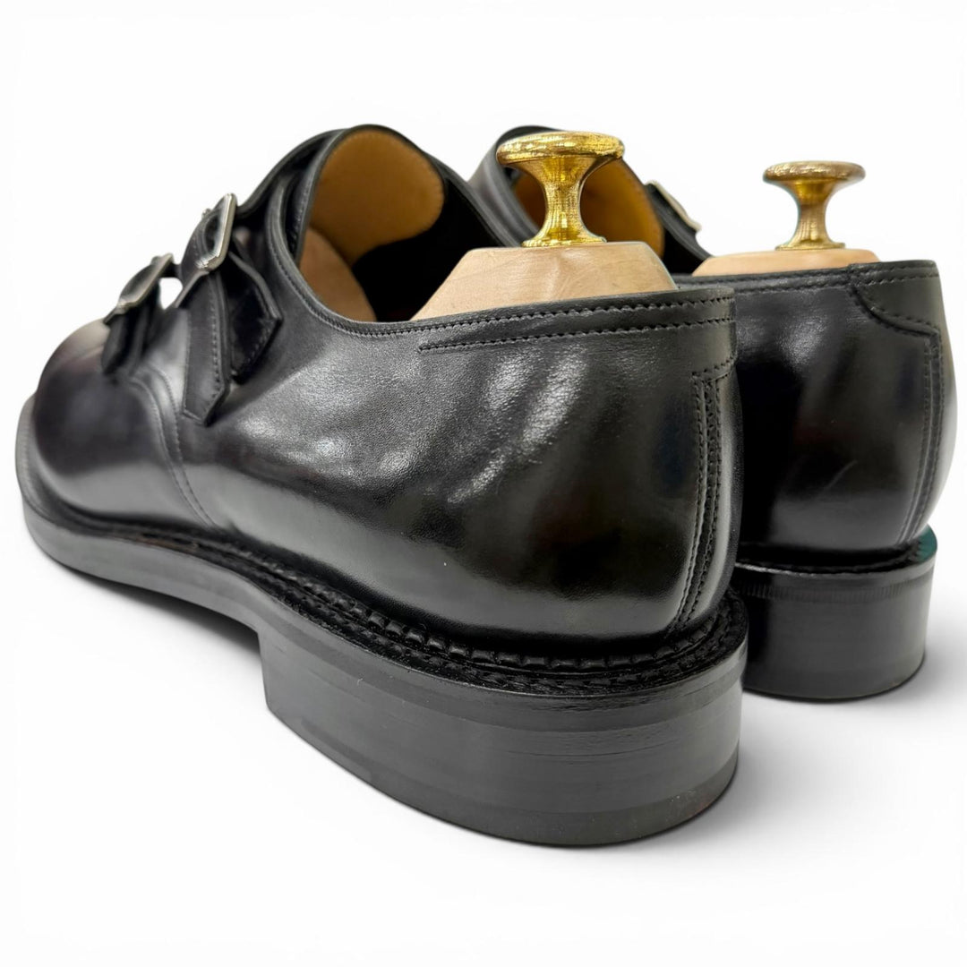 Pristine John Lobb Dress shoes WILLIAM Double monk strap black leather mens