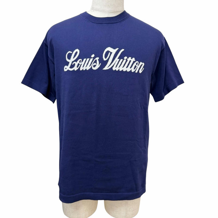 Excellent LOUIS VUITTON Short sleeve knit Inside out Navy cotton mens XS