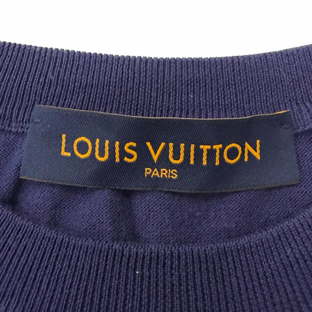 Excellent LOUIS VUITTON Short sleeve knit Inside out Navy cotton mens XS