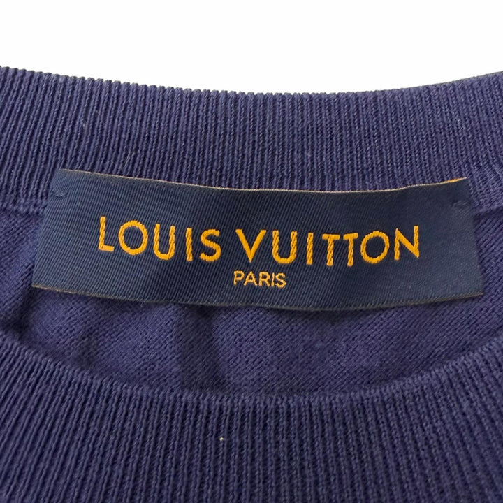 Excellent LOUIS VUITTON Short sleeve knit Inside out Navy cotton mens XS