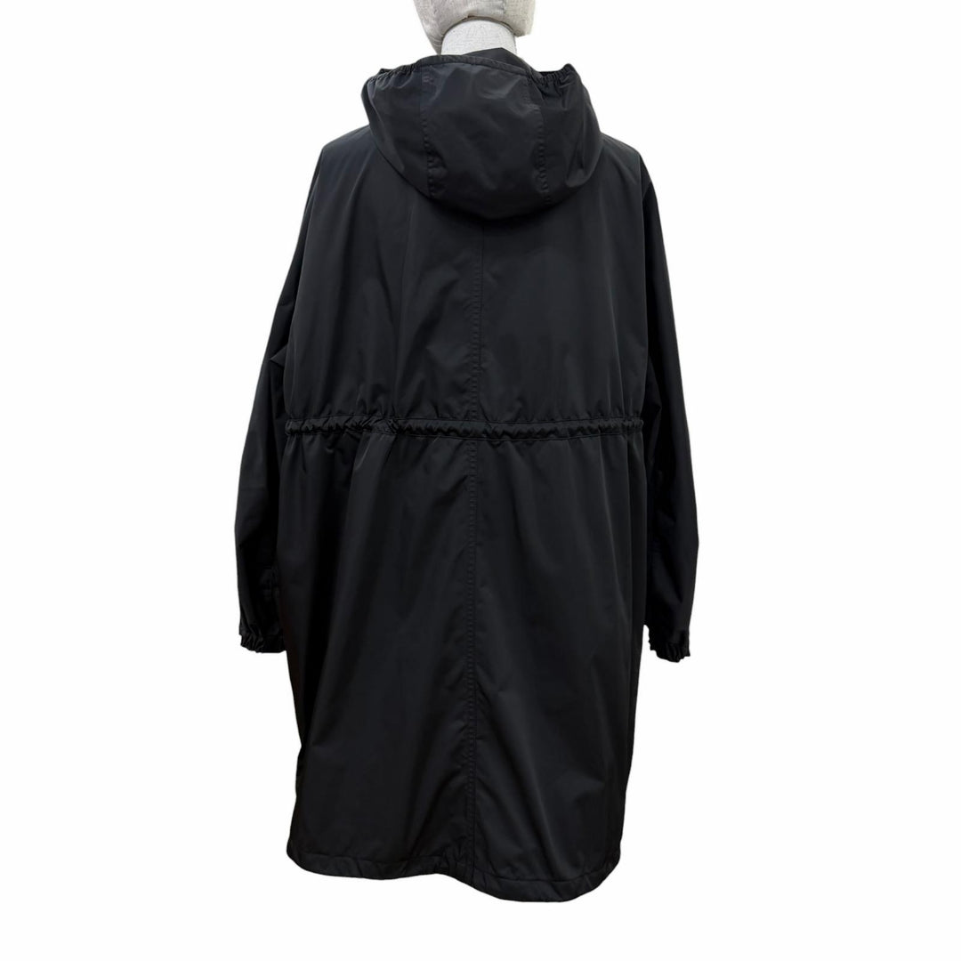 Great MONCLER coat MUTCHE Logo patch and hood black polyester Women 0