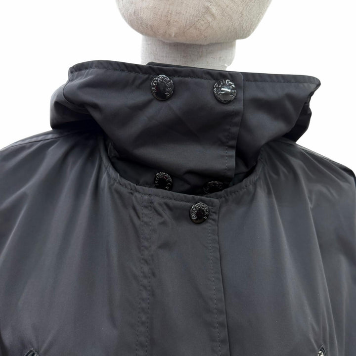 Great MONCLER coat MUTCHE Logo patch and hood black polyester Women 0