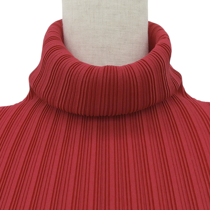 Excellent PLEATS PLEASE tops turtleneck Red polyester Women 3 PP53-FK363