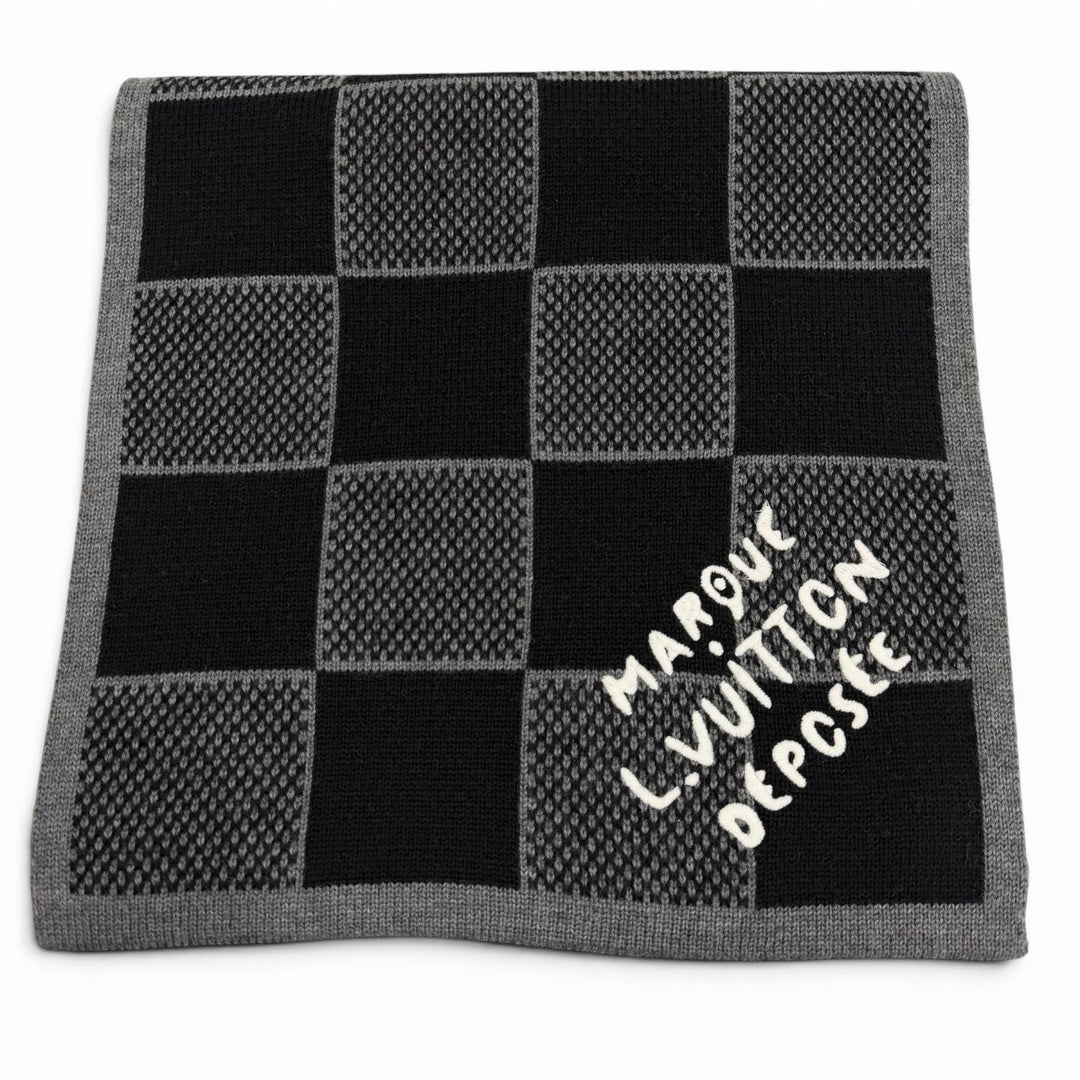 Excellent LOUIS VUITTON Scarf Damier Heritage Scarf wool mens M92664