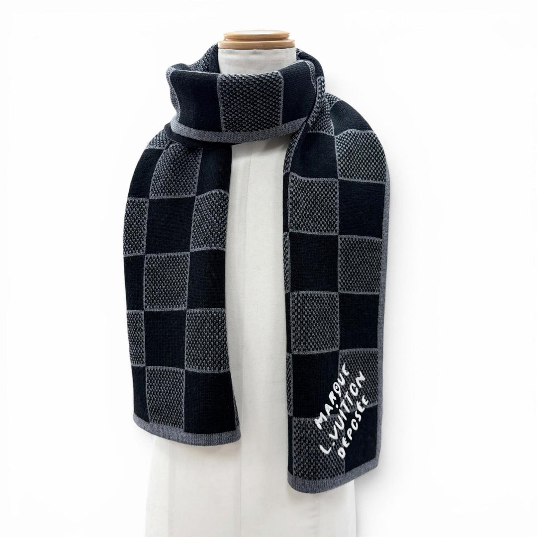 Excellent LOUIS VUITTON Scarf Damier Heritage Scarf wool mens M92664