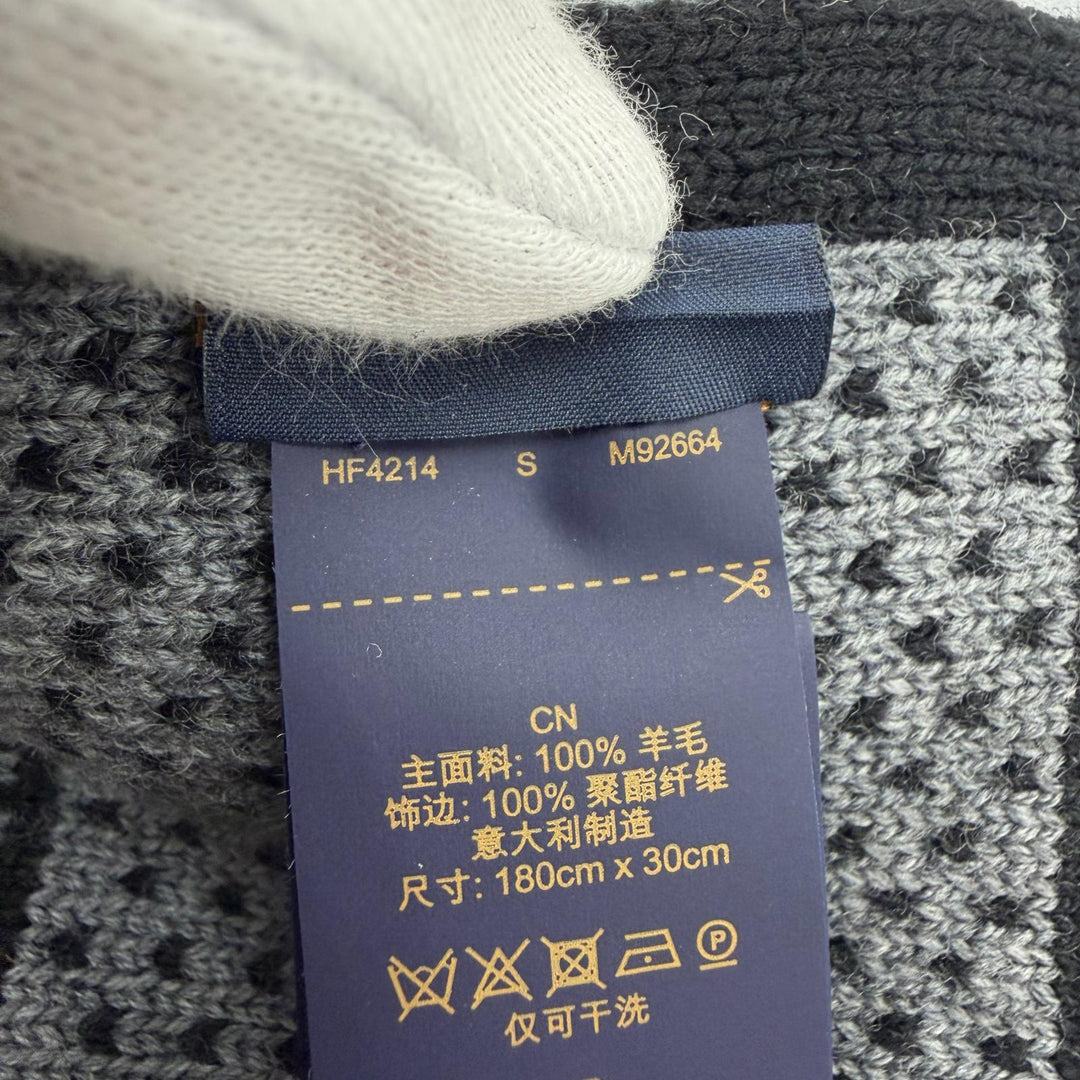 Excellent LOUIS VUITTON Scarf Damier Heritage Scarf wool mens M92664