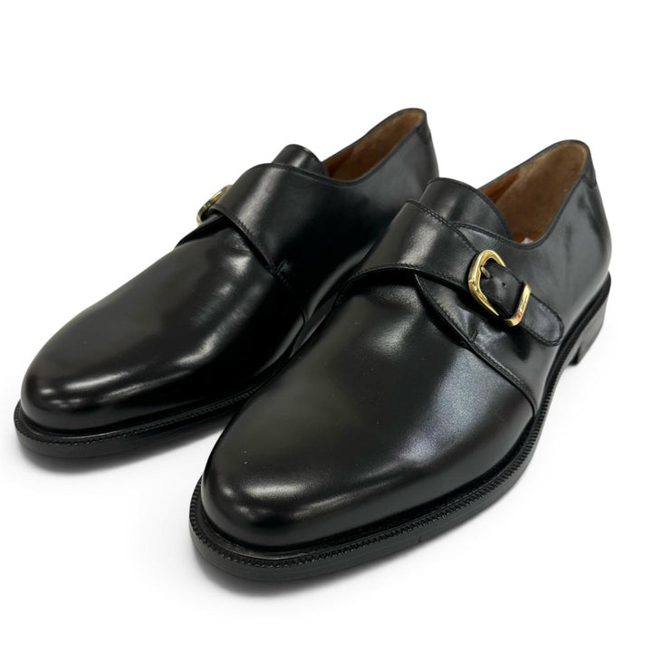 Excellent Salvatore Ferragamo Leather shoes single monk strap black mens 8.5