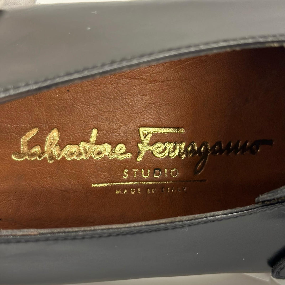 Excellent Salvatore Ferragamo Leather shoes single monk strap black mens 8.5