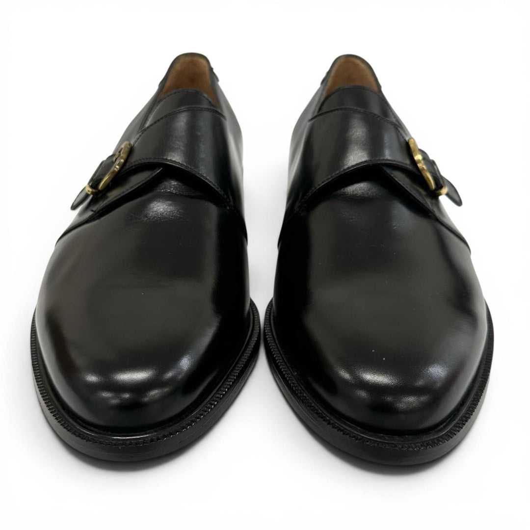 Excellent Salvatore Ferragamo Leather shoes single monk strap black mens 8.5