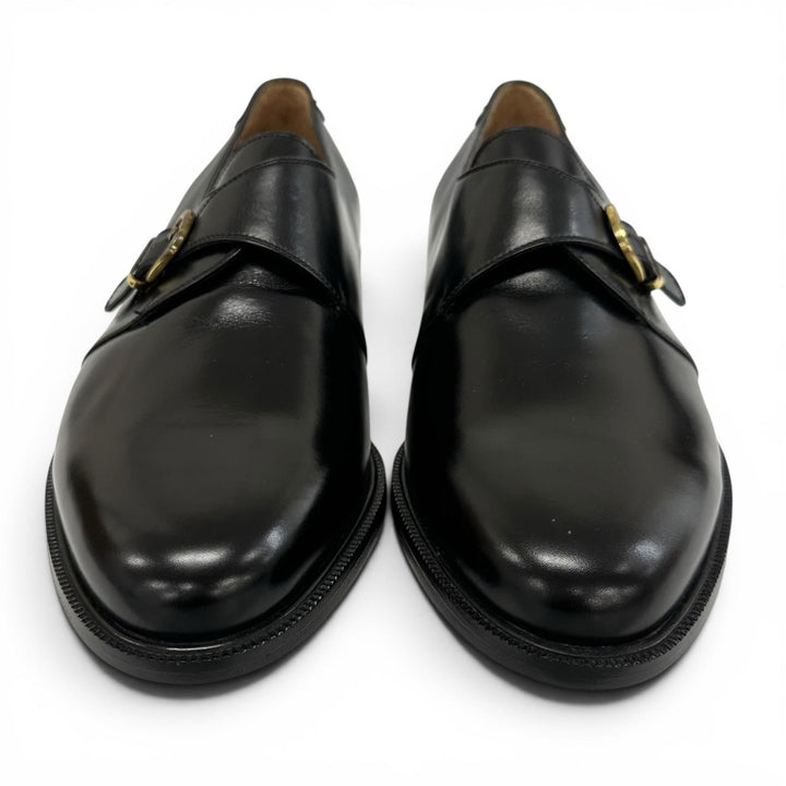 Excellent Salvatore Ferragamo Leather shoes single monk strap black mens 8.5