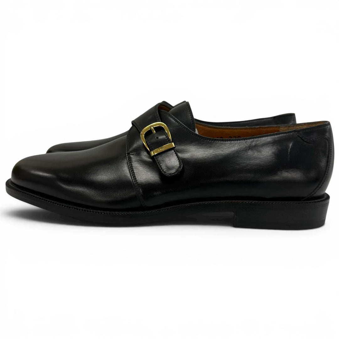 Excellent Salvatore Ferragamo Leather shoes single monk strap black mens 8.5