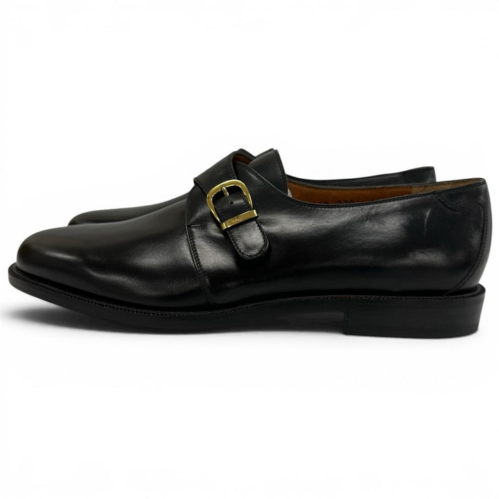 Excellent Salvatore Ferragamo Leather shoes single monk strap black mens 8.5
