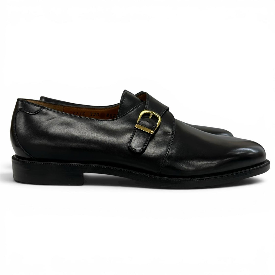 Excellent Salvatore Ferragamo Leather shoes single monk strap black mens 8.5