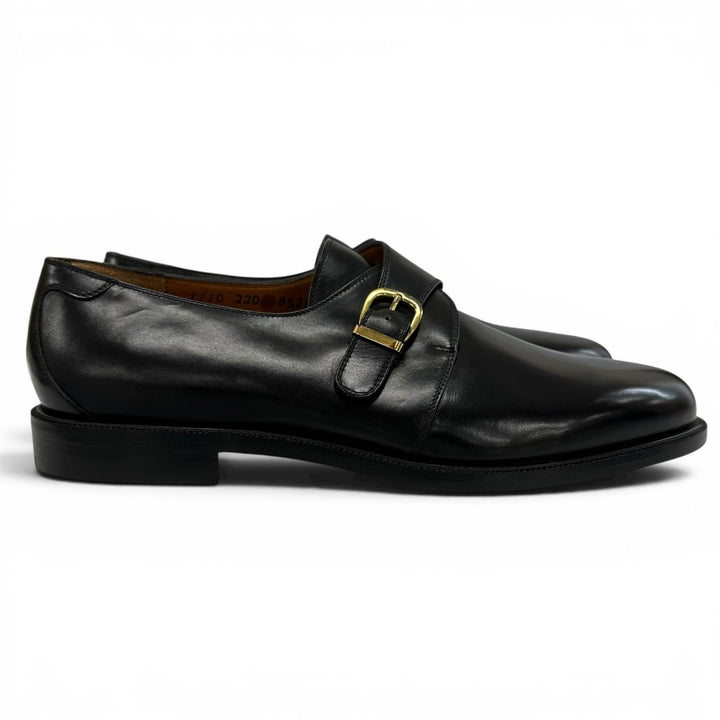 Excellent Salvatore Ferragamo Leather shoes single monk strap black mens 8.5