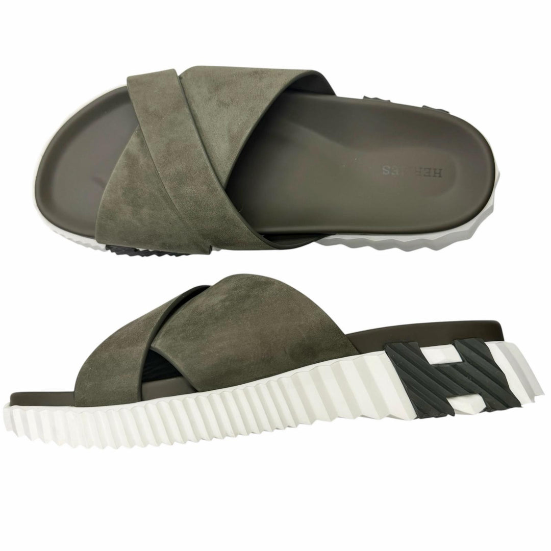 Great HERMES Sandals infrastructure H logo design shower sandals slides khaki