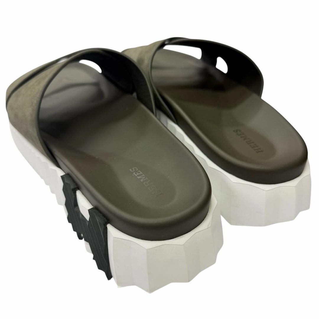 Great HERMES Sandals infrastructure H logo design shower sandals slides khaki