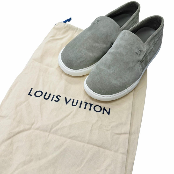 Excellent LOUIS VUITTON Slip-on Pacific Line LV logo Metal Gray