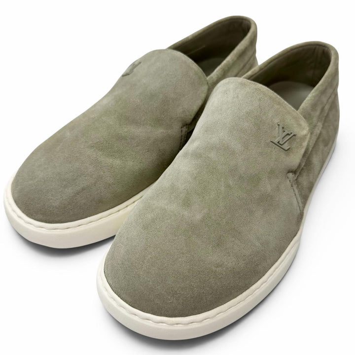Excellent LOUIS VUITTON Slip-on Pacific Line LV logo Metal Gray