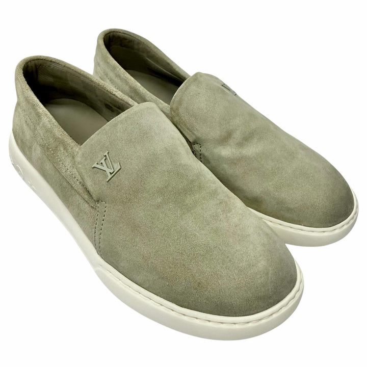 Excellent LOUIS VUITTON Slip-on Pacific Line LV logo Metal Gray