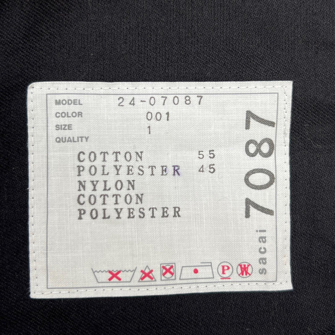 Excellent Sacai tops Docking short-sleeved sweater black cotton Women 1 24-07087