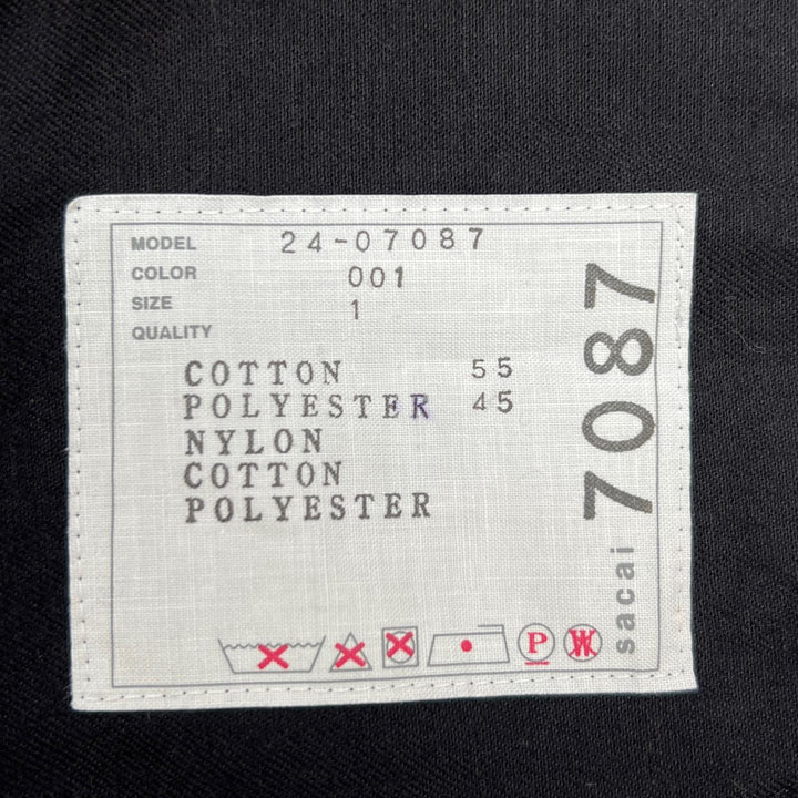 Excellent Sacai tops Docking short-sleeved sweater black cotton Women 1 24-07087