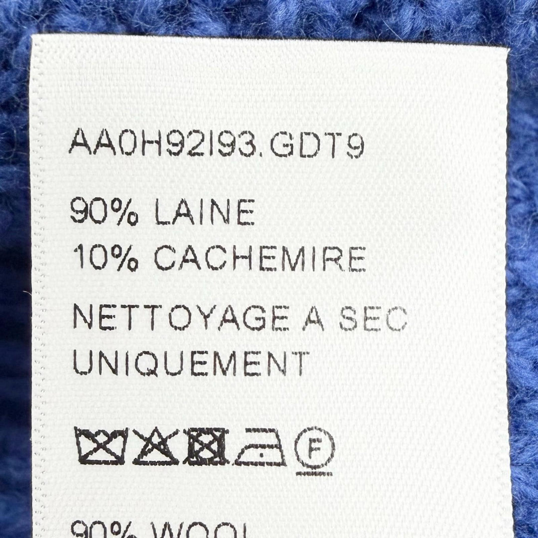 Excellent CELINE Knit cap Logo Rib Knit Cap Beanie Knit Hat blue wool AA0H92I93