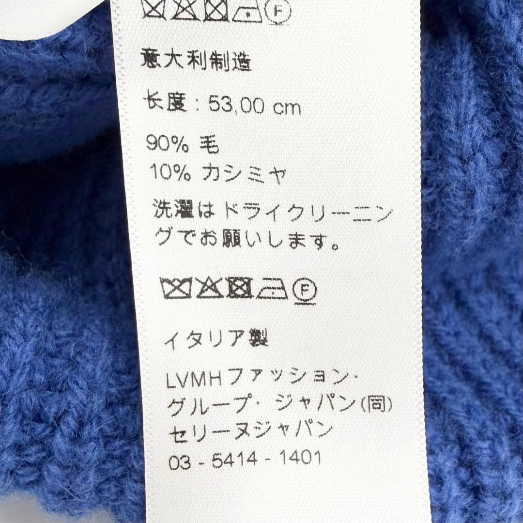 Excellent CELINE Knit cap Logo Rib Knit Cap Beanie Knit Hat blue wool AA0H92I93