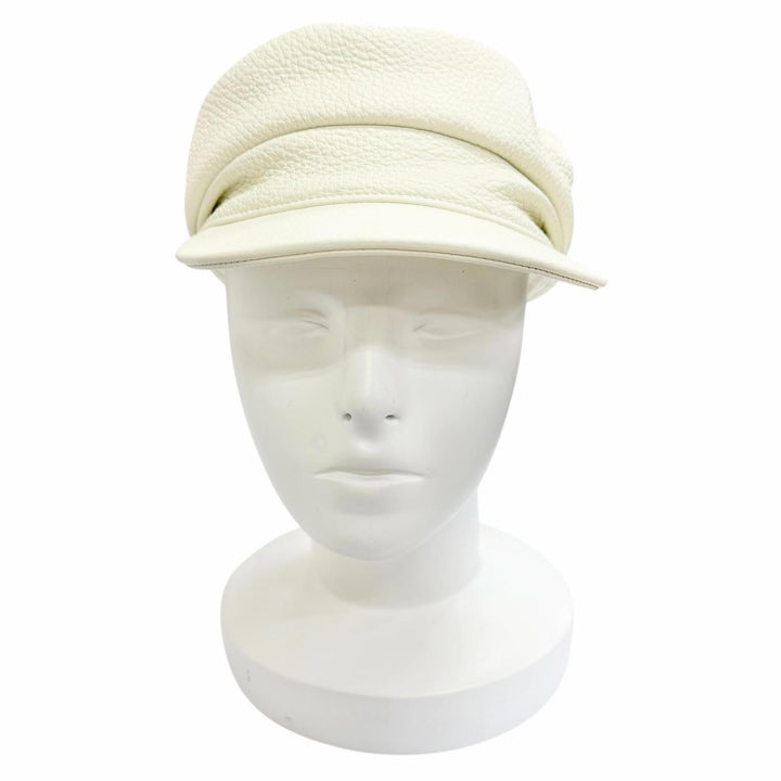 Excellent HERMES Dani Serie Metal Deerskin Casquette Hat Ivory Deerskin 57