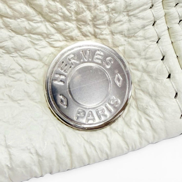 Excellent HERMES Dani Serie Metal Deerskin Casquette Hat Ivory Deerskin 57