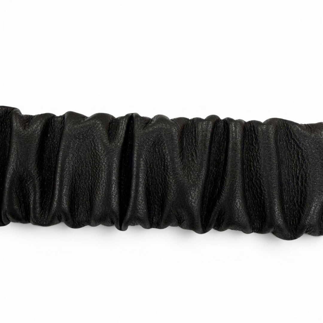 Excellent CHANEL belt COCO Mark Rhinestone Leather Rubber black Women B21C