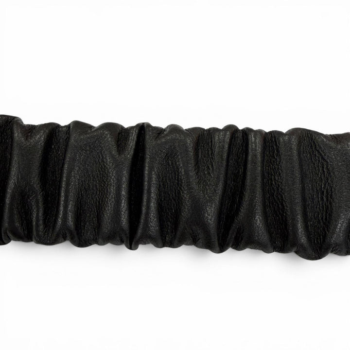 Excellent CHANEL belt COCO Mark Rhinestone Leather Rubber black Women B21C