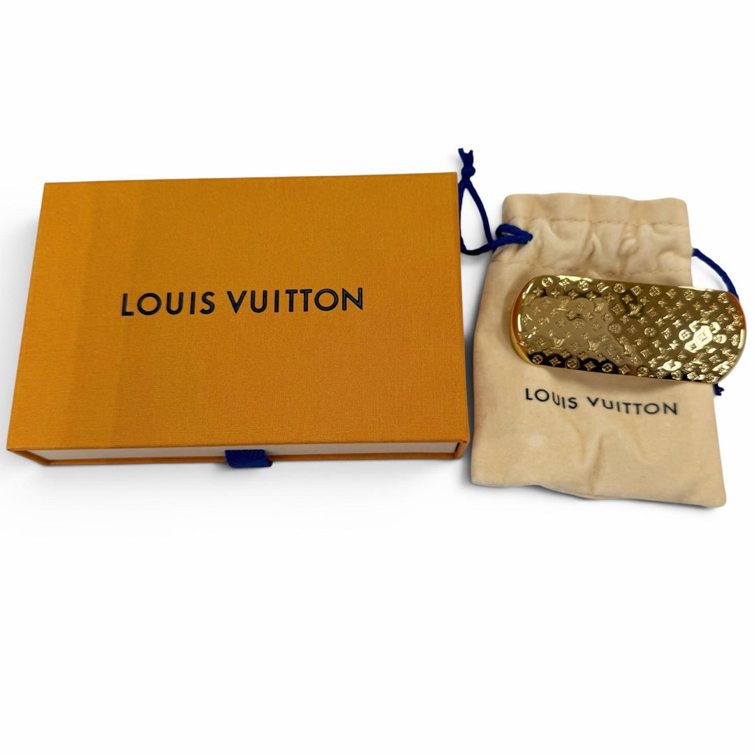 Excellent LOUIS VUITTON Valletta Nanogram Barrette gold Women M80277