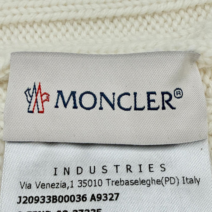 Pristine MONCLER Knit cap Beanie with logo patch Ivory wool Women