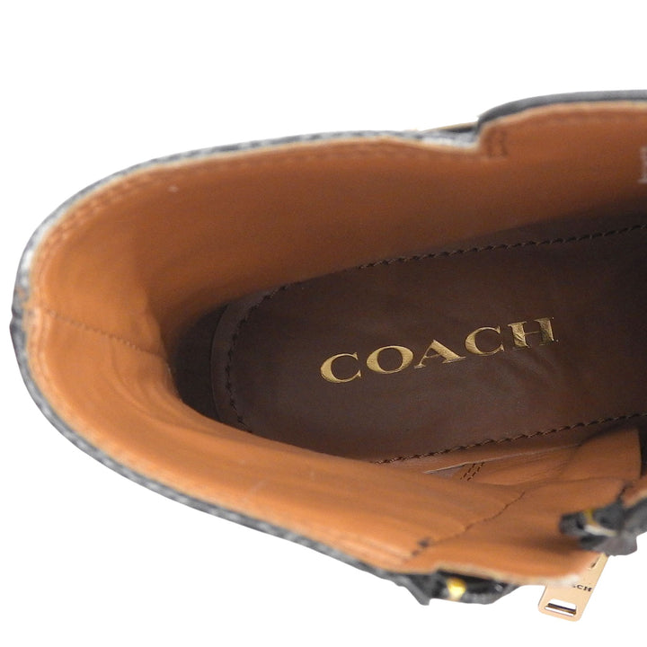Pristine COACH Booties DEAN LTR-SIG BOOTIE black leather Women 24.5 CC627