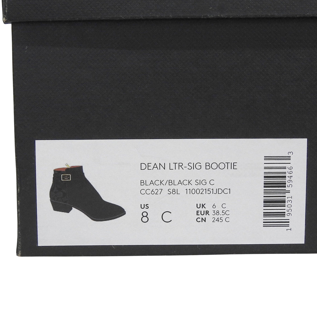 Pristine COACH Booties DEAN LTR-SIG BOOTIE black leather Women 24.5 CC627