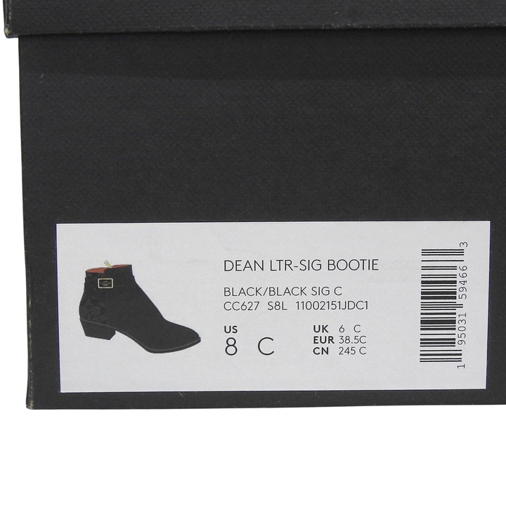Pristine COACH Booties DEAN LTR-SIG BOOTIE black leather Women 24.5 CC627