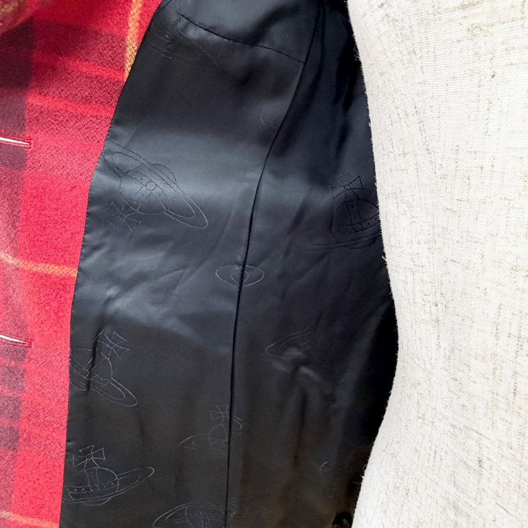 Great Vivienne Westwood Red Label Orb Button Check Pattern Witch Coat 2