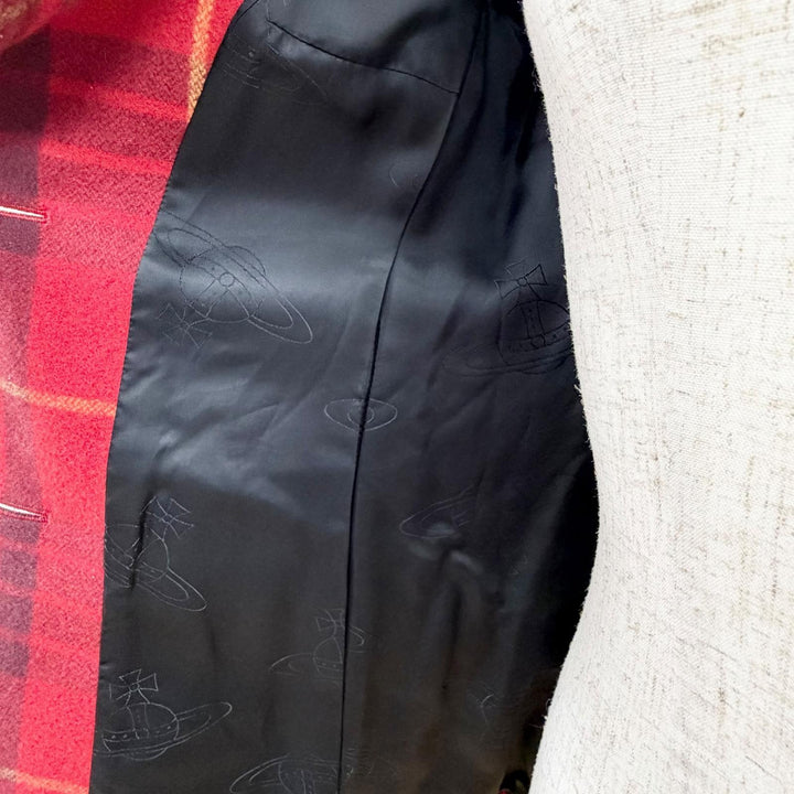 Great Vivienne Westwood Red Label Orb Button Check Pattern Witch Coat 2
