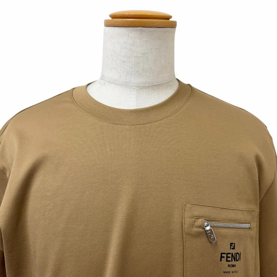 Excellent FENDI Short sleeve T-shirt Chest pocket, crew neck beige