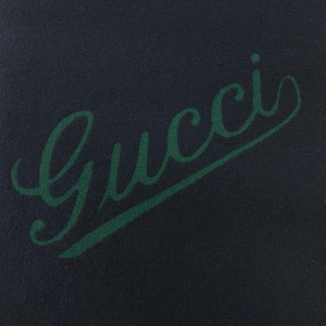 Pristine GUCCI Scarf Script scarf Navy wool mens 795273