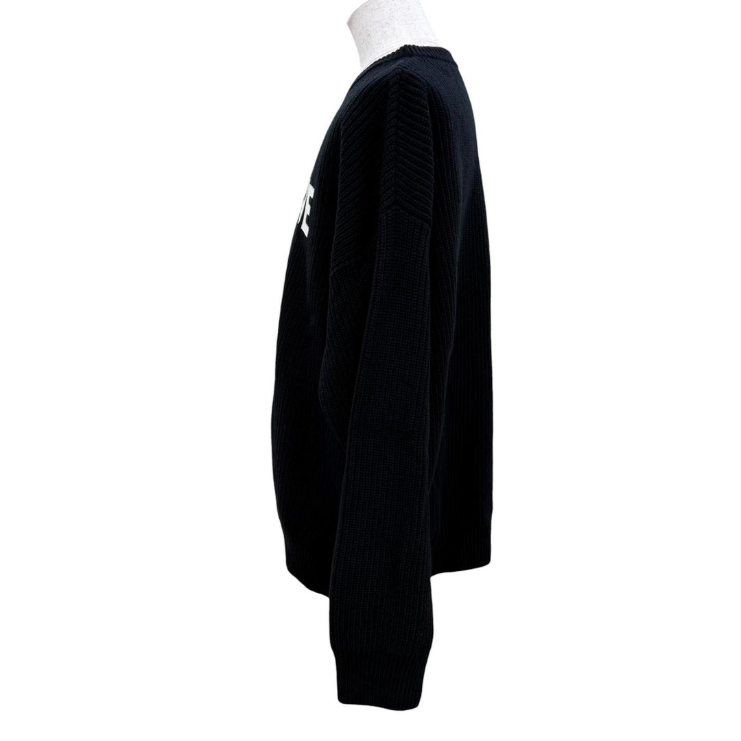 Great CELINE knit Logo Embroidery Oversized black wool Women S 2A19R423P