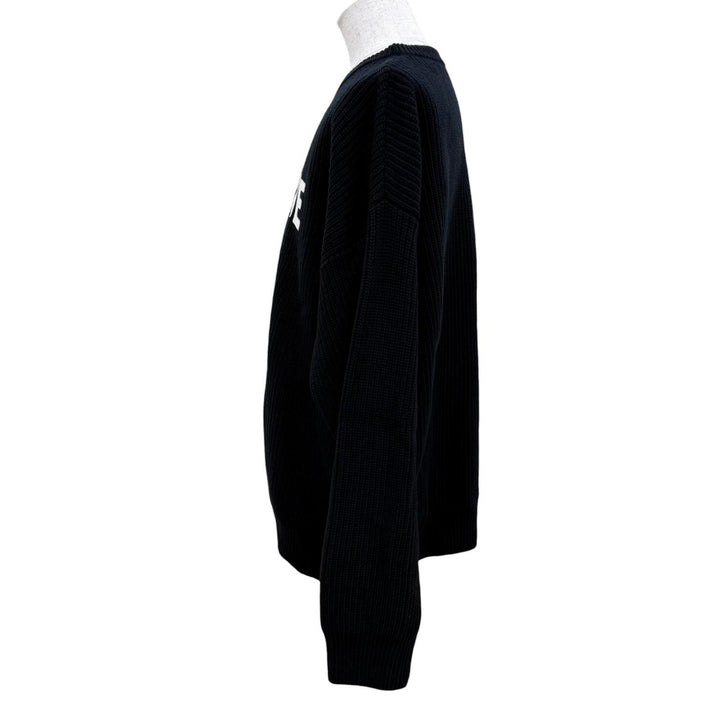 Great CELINE knit Logo Embroidery Oversized black wool Women S 2A19R423P